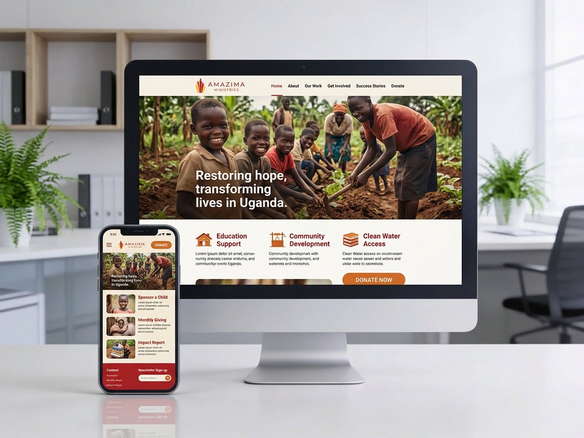 Amazima Ministries website mockup